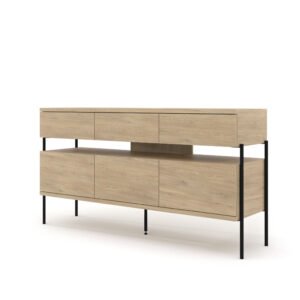 Commode design chêne cremona 3 portes & 3 tiroirs L150 cm DRAGONFLY