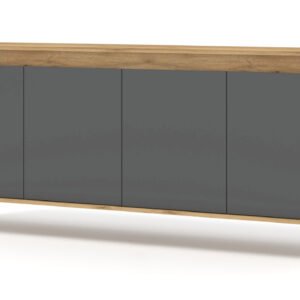 Buffet design chêne doré & basalte 4 portes L192 cm NESTA