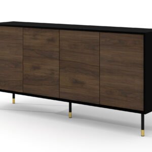 Buffet design noir mat & chêne catania L180 cm SHERWOOD