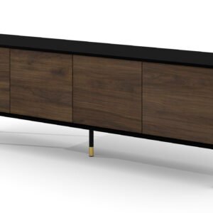Meuble TV design noir mat & chêne catania L180 cm SHERWOOD