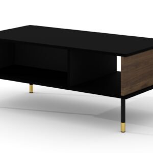 Table basse design noir mat & chêne catania 110 × 55 cm SHERWOOD