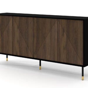 Buffet design noir mat & chêne catania L180 cm WOODY