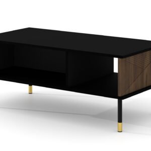 Table basse design noir mat & chêne catania 110 × 55 cm WOODY