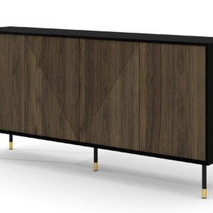 Buffet design noir mat & noyer pacific L180 cm WOODY