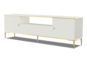 Meuble TV design Cachemire/Blanc mat & doré L180 cm PETRA