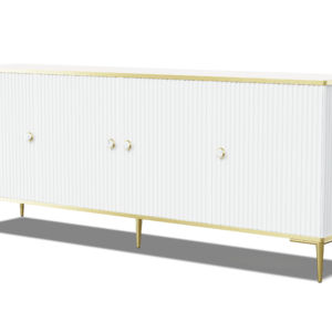 Commode design blanc mat & doré L182 cm PETRA